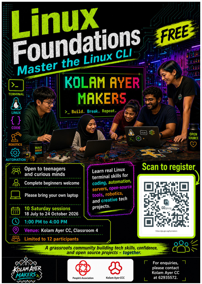 Linux Foundations: Master the Linux CLI, a free Kolam Ayer Makers class